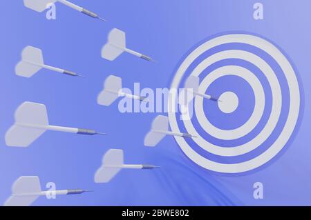 3d-Rendering-Bild , Ziel mit Darts, Business Ziel für den Erfolg Strategie-Konzept , EFFEKT Bewegungsunschärfe Stockfoto