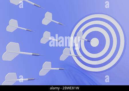 3d-Rendering-Bild , Ziel mit Darts, Business Target Ziel für den Erfolg Strategie-Konzept , Stockfoto