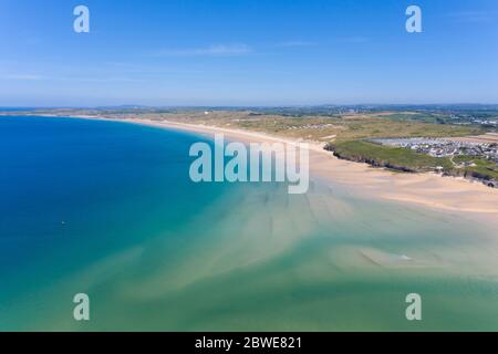 Luftaufnahme von Hayle Beach, Cornwall, England Stockfoto