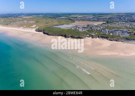 Luftaufnahme von Hayle Beach, Cornwall, England Stockfoto