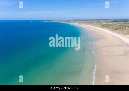 Luftaufnahme von Hayle Beach, Cornwall, England Stockfoto