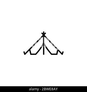 Zelt Symbol Leitung im flachen Stil Vektor für Apps, UI, Websites. Schwarzes Symbol Vektor Illustration. Stockfoto