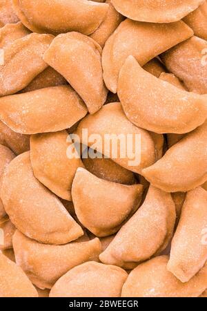 Gefrorene Knödel Textur in einem Markt Kühlschrank Stockfoto