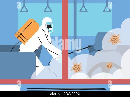 Service Metro Desinfektion durch Coronavirus oder Covid 19 Vektor Illustration Design Stock Vektor