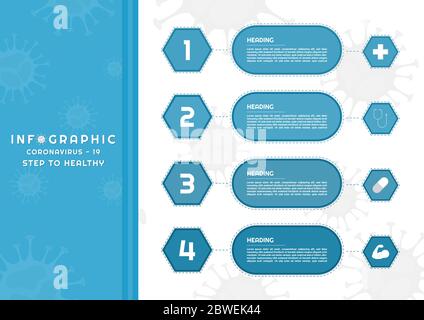 Infografik Hexagon Form für medizinisches Design Icon Stil Coronavirus Konzept. vektor-Illustration. Stock Vektor