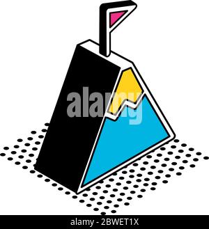 Berg mit Rennflagge isometrischen Stil Symbol Vektor-Design Stock Vektor