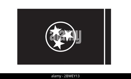Tennessee TN State Flag. Vereinigte Staaten von Amerika. Schwarz-weiße EPS-Vektordatei. Stock Vektor
