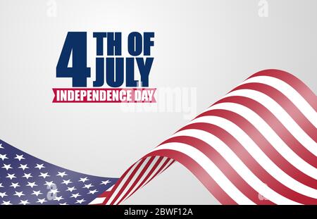 4. Juli mit Amerika-Flagge im Hintergrund. Feier zum Unabhängigkeitstag. Stock Vektor