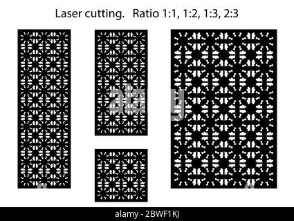 Schirm, Schutzgitter Schablone. Laserschnitt Vektorplatte, Bildschirm, Zaun, Trennwand. CNC-Dekormuster, Jali-Design, Innenelement. Islamisch Stock Vektor