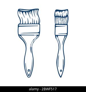 Skizzenzeichnungen für Pinsel setzen. Pinsel Hand gezeichnete Vektor-Illustrationen. Teil des Sets. Stock Vektor