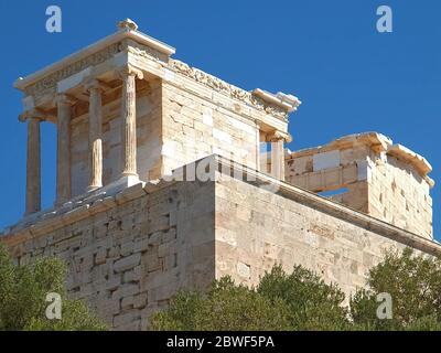 Tempel der berühmten Akropolis in Athen in Griechenland Stockfoto