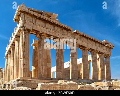 Tempel der berühmten Akropolis in Athen in Griechenland Stockfoto