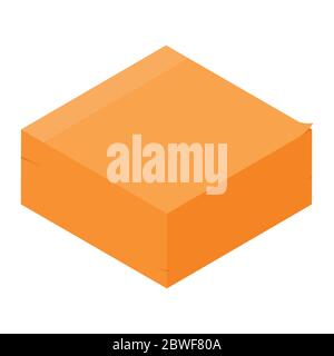 Orangefarbene Haftnotizen zeigen isometrische Ansicht auf weißem Hintergrund. Stock Vektor