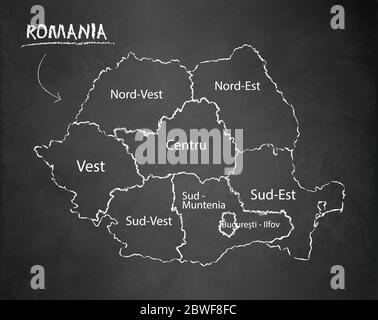 Rumänien Karte administrative Teilung, trennt Regionen und Namen einzelnen Region, Design Karte Tafel Tafel Vektor Stock Vektor