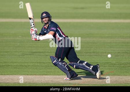 CHESTER LE STREET, ENGLAND - Steven Crook von Northants beim Spiel der Nat West T20 Blast North Division zwischen Durham und Northamptonshire im Emirates Riverside, Chester le Street am Freitag, 24. Juli 2014. Stockfoto