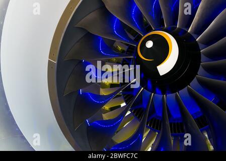 Turbo-jet Motor des Flugzeugs in der Nähe Stockfoto