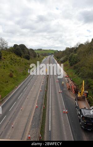 Devon - Lockdown beginnt- Coronavirus führt zu leeren Autobahnen während der Maifeiertage Stockfoto