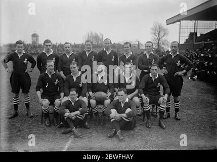 Rugby in Twickenham , London Army gegen Navy das Navy Team 1. März 1924 Stockfoto