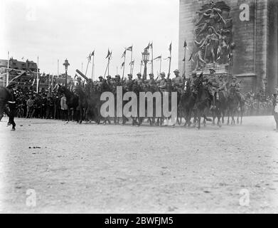 Paris Siegemarsch Französische Kavallerie am 14. juli 1919 Stockfoto