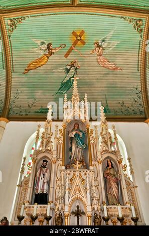 Gemälde von Gottfried Flurry am Gewölbe hinter dem Hauptaltar der katholischen Kirche St. Mary's, Painted Churches of Texas, Praha, in der Nähe von Flatonia, Texas, USA Stockfoto