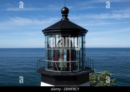 Nahaufnahme des Cape Meares Lighthouse, Tillamook County, Oregon, USA Stockfoto