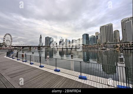 Sydney Pyrmont Bay an einem bewölkten Tag Stockfoto