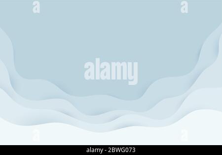 Moderne paper Art cartoon abstrakte grauen und weißen Wellen des Wassers. Realistische trendy Handwerk Stil. Origami design template.eps 10. Stock Vektor