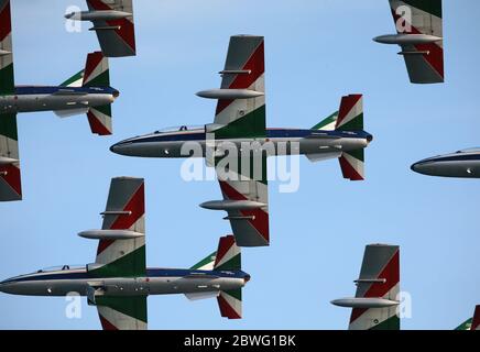 JESOLO, ITALIEN, 15. SEPTEMBER 2019: Die Frecce Tricolori während der Jesolo Airshow Stockfoto