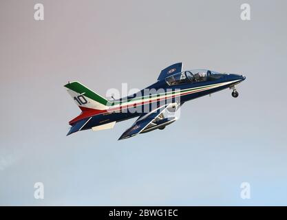 JESOLO, ITALIEN, 15. SEPTEMBER 2019: Die Frecce Tricolori während der Jesolo Airshow Stockfoto