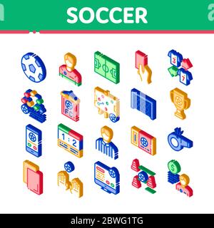 Fußball-Fußball-Spiel Isometrische Symbole Set Vektor Stock Vektor