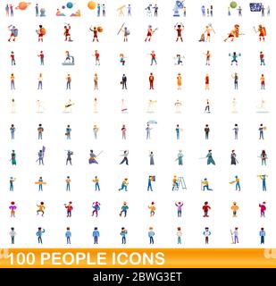 100 Personen Symbole gesetzt. Cartoon Illustration von 100 Personen Symbole Vektor auf weißem Hintergrund einstellen Stock Vektor