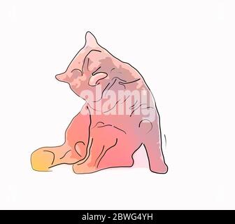 Pop Art abstrakte Illustration Porträt einer Katze, auf farbigem Hintergrund. Moderner Minimalismus. Stockfoto