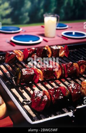 Gegrilltes Sommersteak Kabob Stockfoto