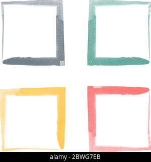 Aquarell Vektor abstrakt vier Quadrate handbemalten Rahmen Logo. Stock Vektor Illustration isoliert auf weißem Hintergrund. Stock Vektor