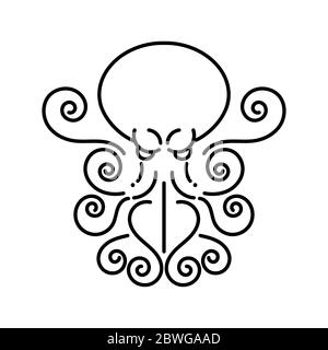 Octopus - Hand Gezeichnet Meer Monster Auf Weißem Hintergrund. Logo Design Für Unternehmen. Stock Vektor