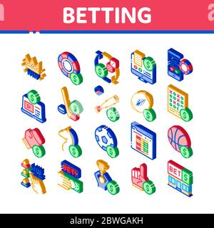 Wetten Und Glücksspiel Isometrische Symbole Set Vektor Stock Vektor