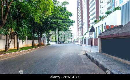 Bengaluru,Karnataka/Indien - 01. Juni 2020: Leere Straße wegen Ausbruch des Corona-Virus Stockfoto