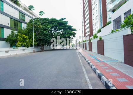 Bengaluru,Karnataka/Indien - 01. Juni 2020: Leere Straße wegen Ausbruch des Corona-Virus Stockfoto