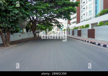 Bengaluru,Karnataka/Indien - 01. Juni 2020: Leere Straße wegen Ausbruch des Corona-Virus Stockfoto