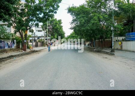 Bengaluru,Karnataka/Indien - 01. Juni 2020: Leere Straße wegen Ausbruch des Corona-Virus Stockfoto