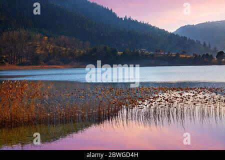 Sonnenuntergang am See Abant, in der Provinz Bolu, Türkei Stockfoto