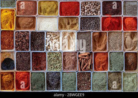 Anzeige verschiedener Gewürzpflanzen Stockfoto