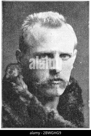 Porträt von Fridtjof Nansen - einem norwegischen Forscher, Wissenschaftler, Diplomaten, humanitären und Friedensnobelpreisträger. Stockfoto