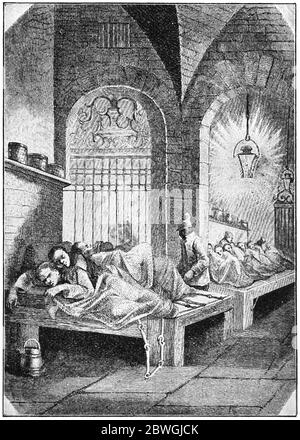 Das Gefängnis für Geiseln und Sklaven (Bagno), 1802. Illustration des 19. Jahrhunderts. Weißer Hintergrund. Stockfoto