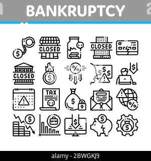 Konkurs Business Collection Symbole Set Vektor Stock Vektor
