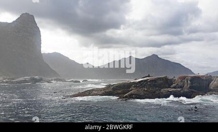 Gefährliches Meer in Hout Bay, Südafrika Stockfoto