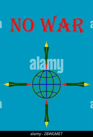 Eine Atomrakete fliegt zum Planeten Erde. Stock Vektor