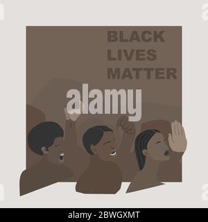 Schwarze Leben sind wichtig. Afroamerikaner protestieren gegen Rassismus. Eine Gruppe von Schwarzen kämpfen für ihre Rechte. Stock Vektor