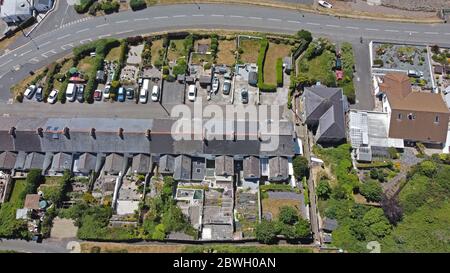 Luftaufnahme der Great Eastern Terrace, Neyland, Pembrokeshire Wales, Großbritannien Stockfoto