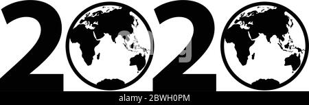 Frohes neues Jahr 2020. Textbeschriftung Stock Vektor